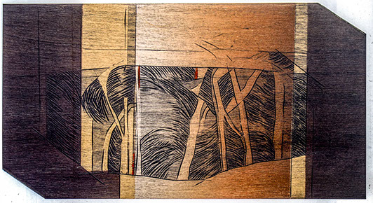 Bruno LETI Australia Sanctuary 1994 woodcut and chine-collé
